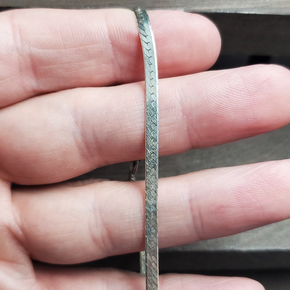 7 Inch Sterling Silver Herringbone Simple Pattern Bracelet